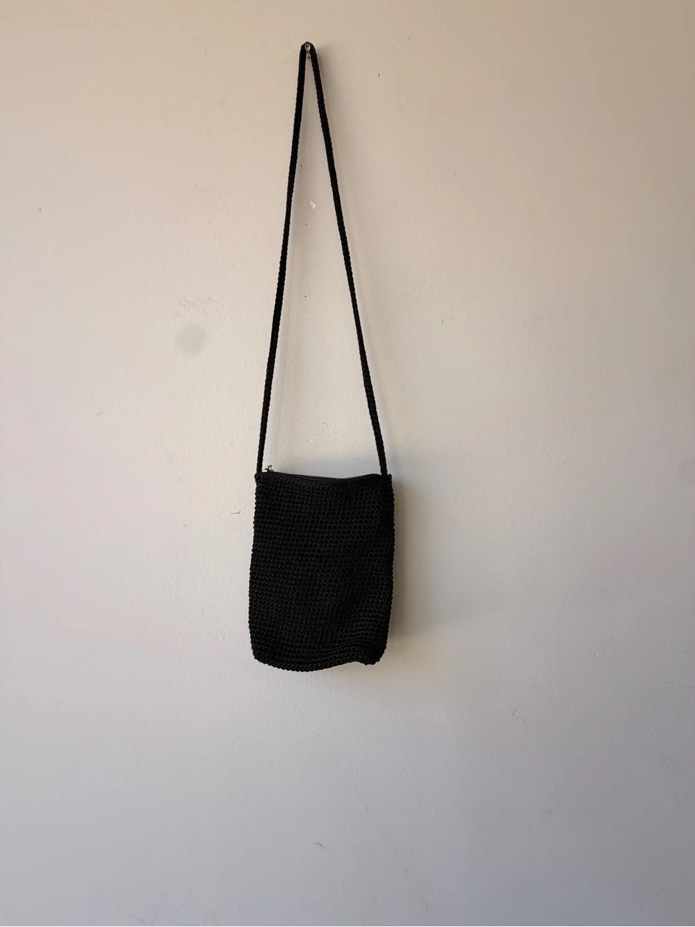 Vintage The Sak Black Knitted Crossbody Shoulder Bag